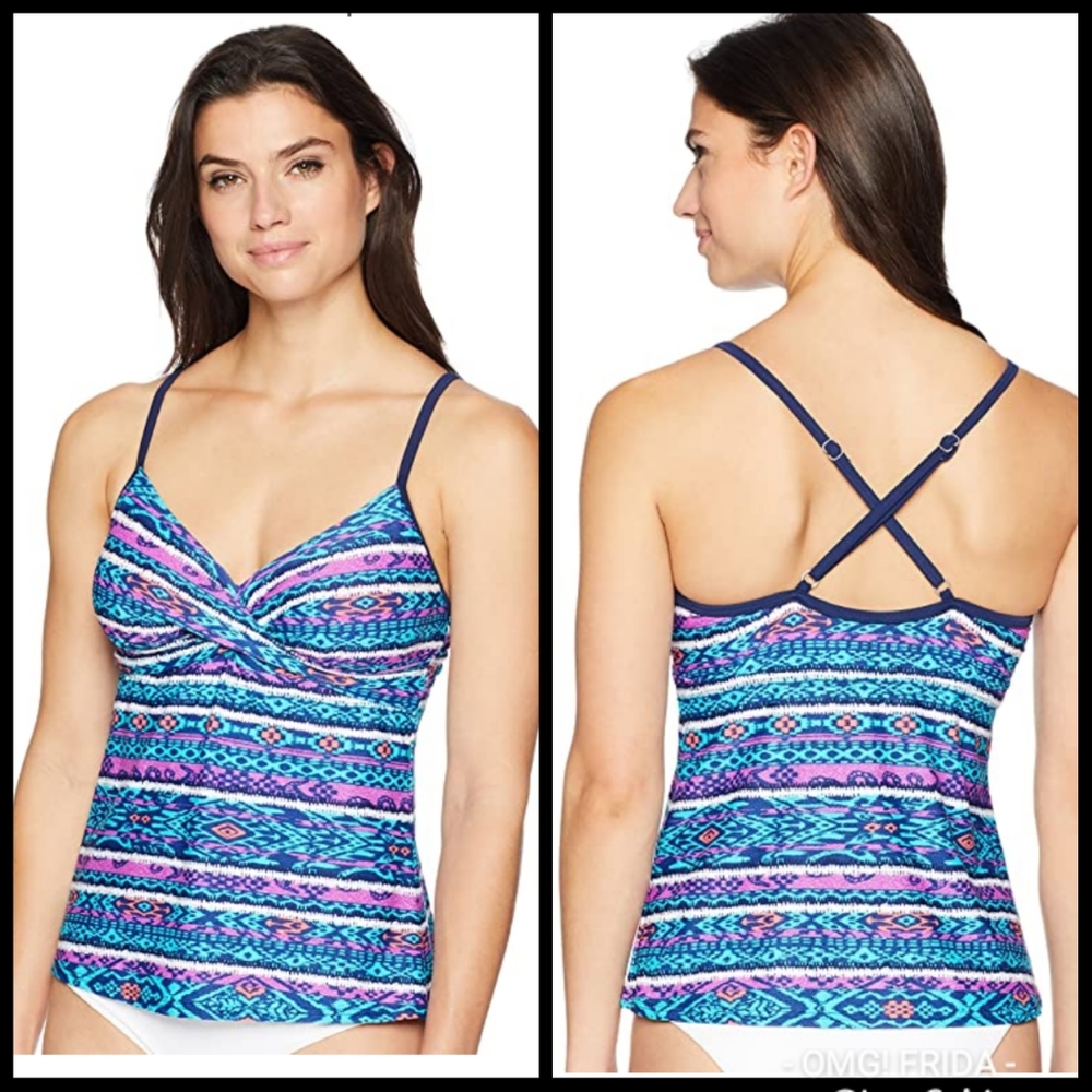 Swimwear Wrap Front Bra-Sized Tankini top